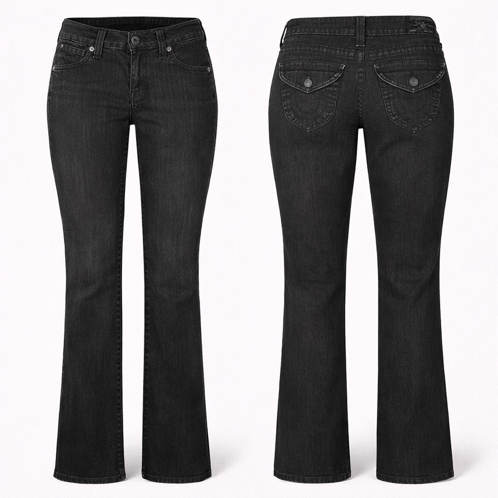 True Religion Black Bootcut Jeans Size 28 Flare Y2K Low Rise
